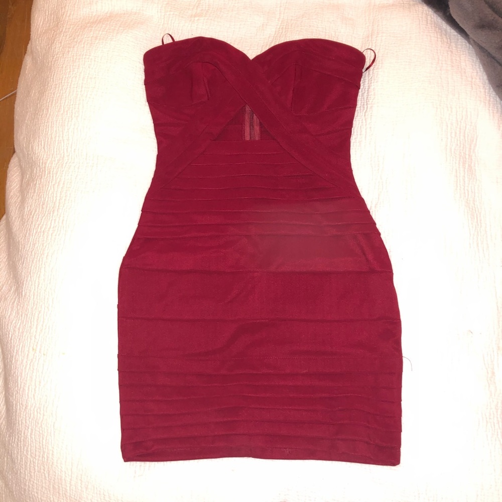 Tobi red strapless bodycon dress